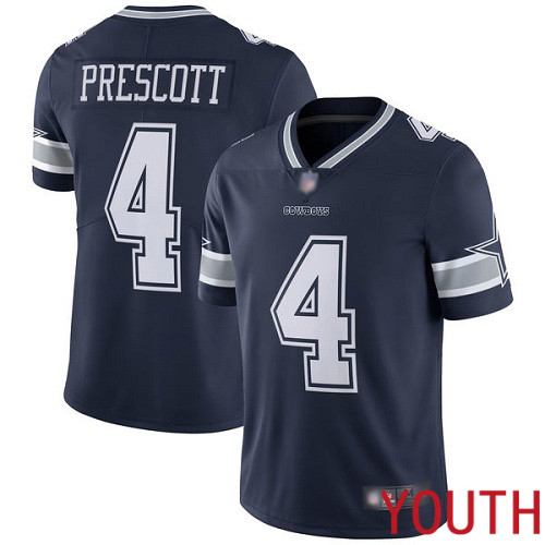 Youth Dallas Cowboys Limited Navy Blue Dak Prescott Home 4 Vapor Untouchable NFL Jersey